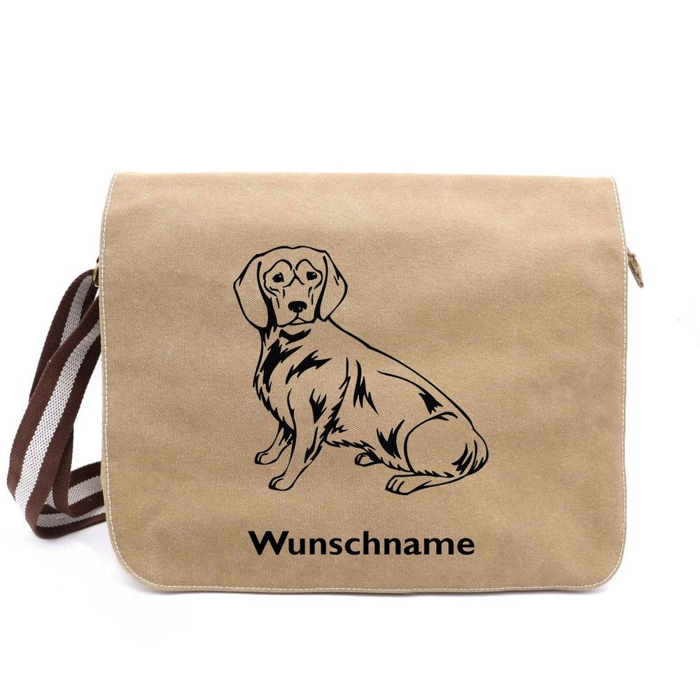 Alpenländische Dachsbracke - Canvas Schultertasche Messenger mit Namen - Tierisch tolle Geschenke
