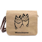 Altdeutscher Schäferhund 2 Köpfe - Canvas Schultertasche Messenger mit Namen - Tierisch tolle Geschenke