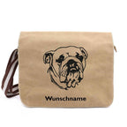 American Bulldog - Canvas Schultertasche Messenger mit Namen - Tierisch tolle Geschenke