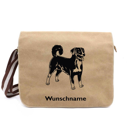 Appenzeller Sennenhund - Canvas Schultertasche Messenger mit Namen