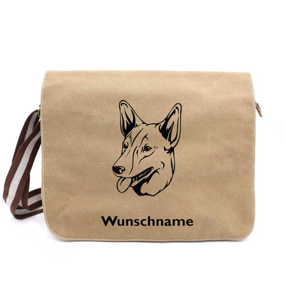 Australian Kelpie - Canvas Schultertasche Messenger mit Namen