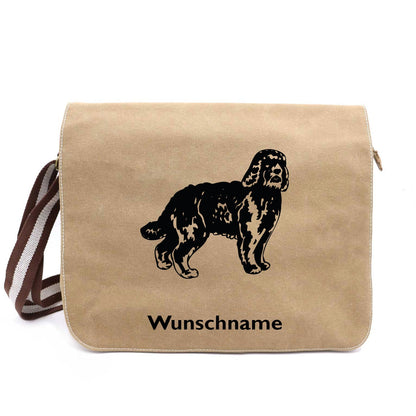 Barbet - Canvas Schultertasche Messenger mit Namen