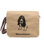 Basset Hound 1 - Canvas Schultertasche Messenger mit Namen - Tierisch tolle Geschenke
