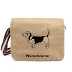 Basset Hound 2 - Canvas Schultertasche Messenger mit Namen - Tierisch tolle Geschenke