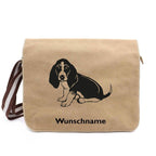 Basset Hound 3 - Canvas Schultertasche Messenger mit Namen - Tierisch tolle Geschenke