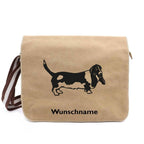 Basset Hound 4 - Canvas Schultertasche Messenger mit Namen - Tierisch tolle Geschenke