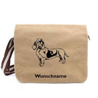 Basset Hound 5 - Canvas Schultertasche Messenger mit Namen - Tierisch tolle Geschenke