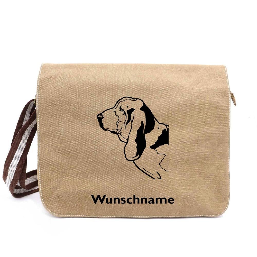 Basset Hound - Canvas Schultertasche Messenger mit Namen - Tierisch tolle Geschenke