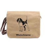 Beagle 1 - Canvas Schultertasche Messenger mit Namen - Tierisch tolle Geschenke