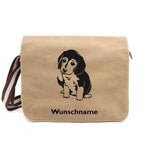 Beagle 3 - Canvas Schultertasche Messenger mit Namen - Tierisch tolle Geschenke