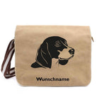 Beagle 4 - Canvas Schultertasche Messenger mit Namen - Tierisch tolle Geschenke