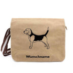 Beagle stehend - Canvas Schultertasche Messenger mit Namen - Tierisch tolle Geschenke