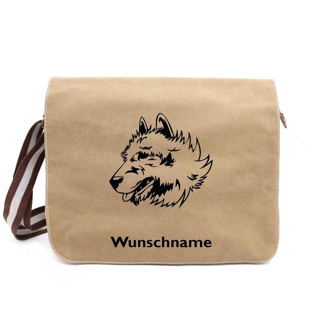 Belgischer Schäferhund Laekenois - Canvas Schultertasche Messenger mit Namen - Tierisch tolle Geschenke