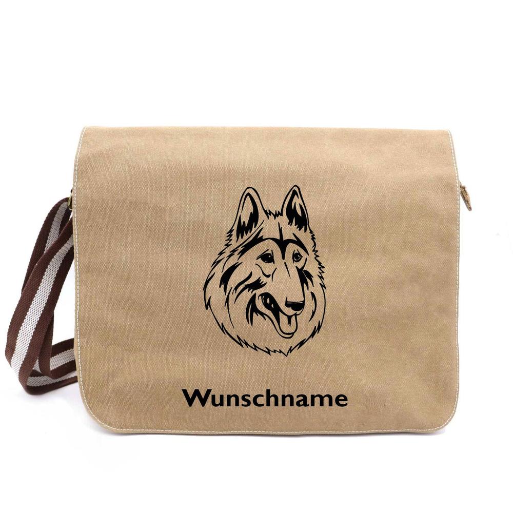 Belgischer Schäferhund Tervueren - Canvas Schultertasche Messenger mit Namen - Tierisch tolle Geschenke