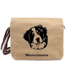 Berner Sennenhund 3 - Canvas Schultertasche Messenger mit Namen - Tierisch tolle Geschenke