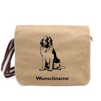 Bernhadiner 1 Neu - Canvas Schultertasche Messenger mit Namen - Tierisch tolle Geschenke