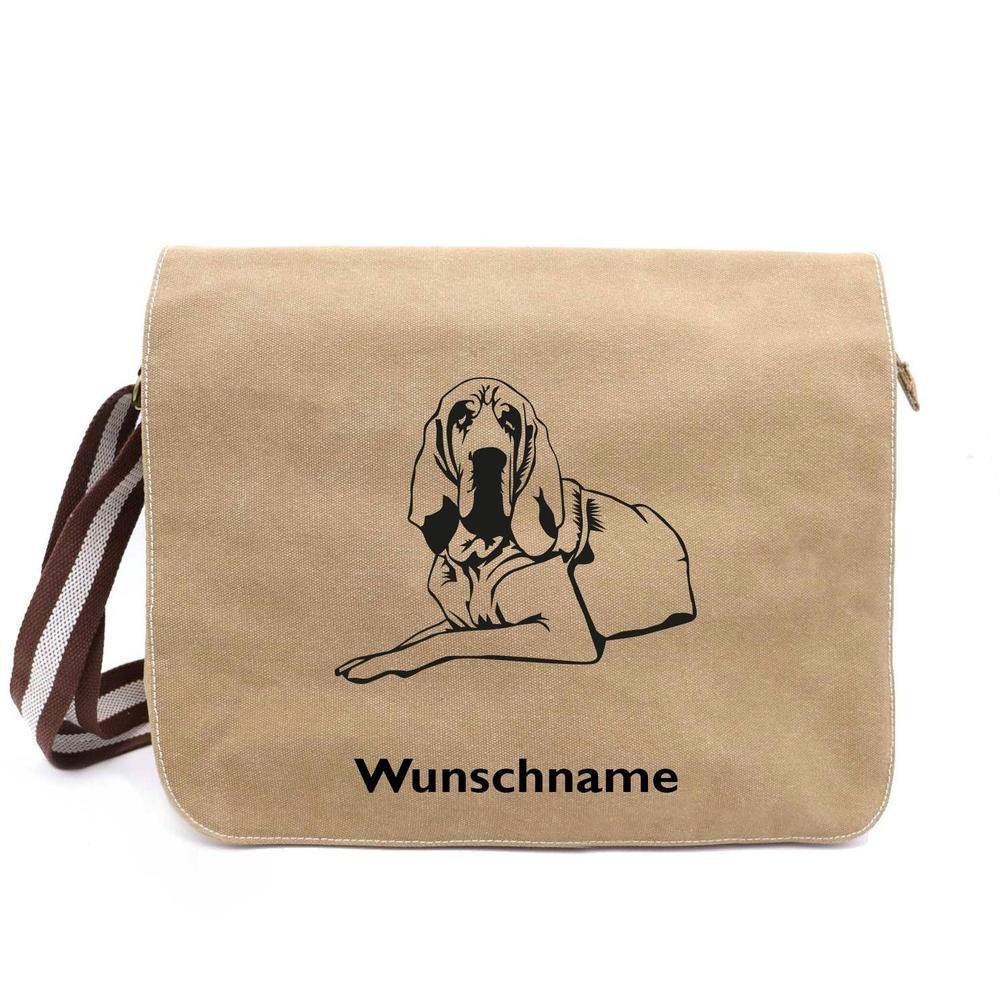 Bloodhound 2 - Canvas Schultertasche Messenger mit Namen - Tierisch tolle Geschenke