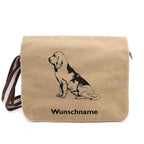 Bloodhound 3 Neu - Canvas Schultertasche Messenger mit Namen - Tierisch tolle Geschenke