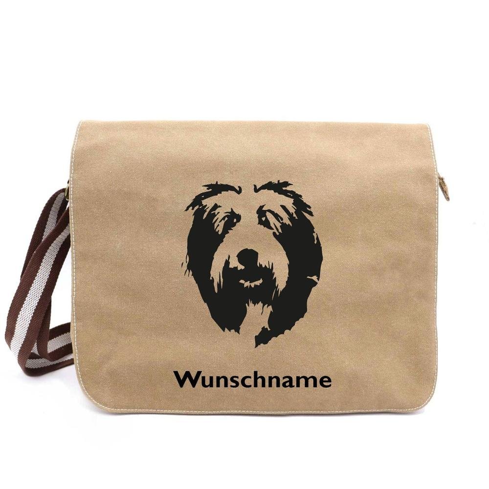 Bobtail - Canvas Schultertasche Messenger mit Namen - Tierisch tolle Geschenke