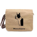 Boston Terrier 1 - Canvas Schultertasche Messenger mit Namen - Tierisch tolle Geschenke