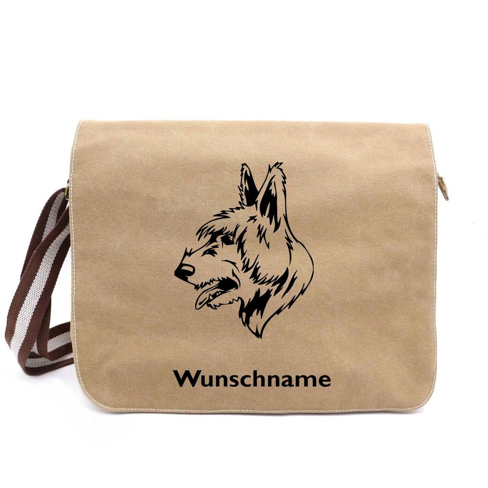 Bouvier des Flandres - Canvas Schultertasche Messenger mit Namen - Tierisch tolle Geschenke