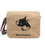 Boxer 1 Neu - Canvas Schultertasche Messenger mit Namen - Tierisch tolle Geschenke