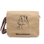 Boxer - Canvas Schultertasche Messenger mit Namen - Tierisch tolle Geschenke