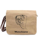 Bulldogge - Canvas Schultertasche Messenger mit Namen - Tierisch tolle Geschenke