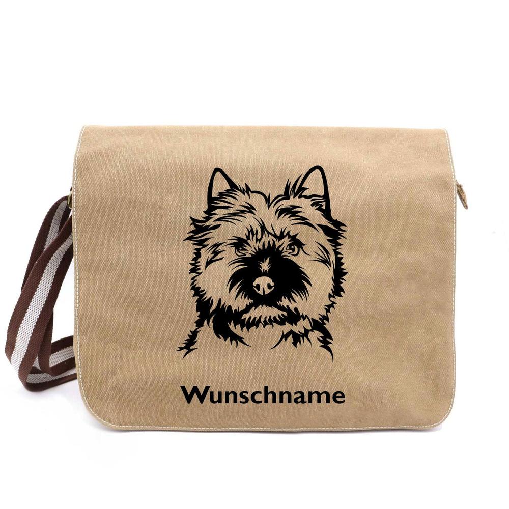 Cairn Terrier - Canvas Schultertasche Messenger mit Namen - Tierisch tolle Geschenke