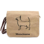 Chihuahua 1 - Canvas Schultertasche Messenger mit Namen - Tierisch tolle Geschenke