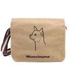 Chihuahua 2 - Canvas Schultertasche Messenger mit Namen - Tierisch tolle Geschenke