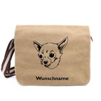 Chihuahua Kurzhaar - Canvas Schultertasche Messenger mit Namen - Tierisch tolle Geschenke
