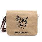 Chinesischer Schopfhund 2 - Canvas Schultertasche Messenger mit Namen - Tierisch tolle Geschenke