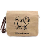 Chow Chow 2 Neu - Canvas Schultertasche Messenger mit Namen - Tierisch tolle Geschenke