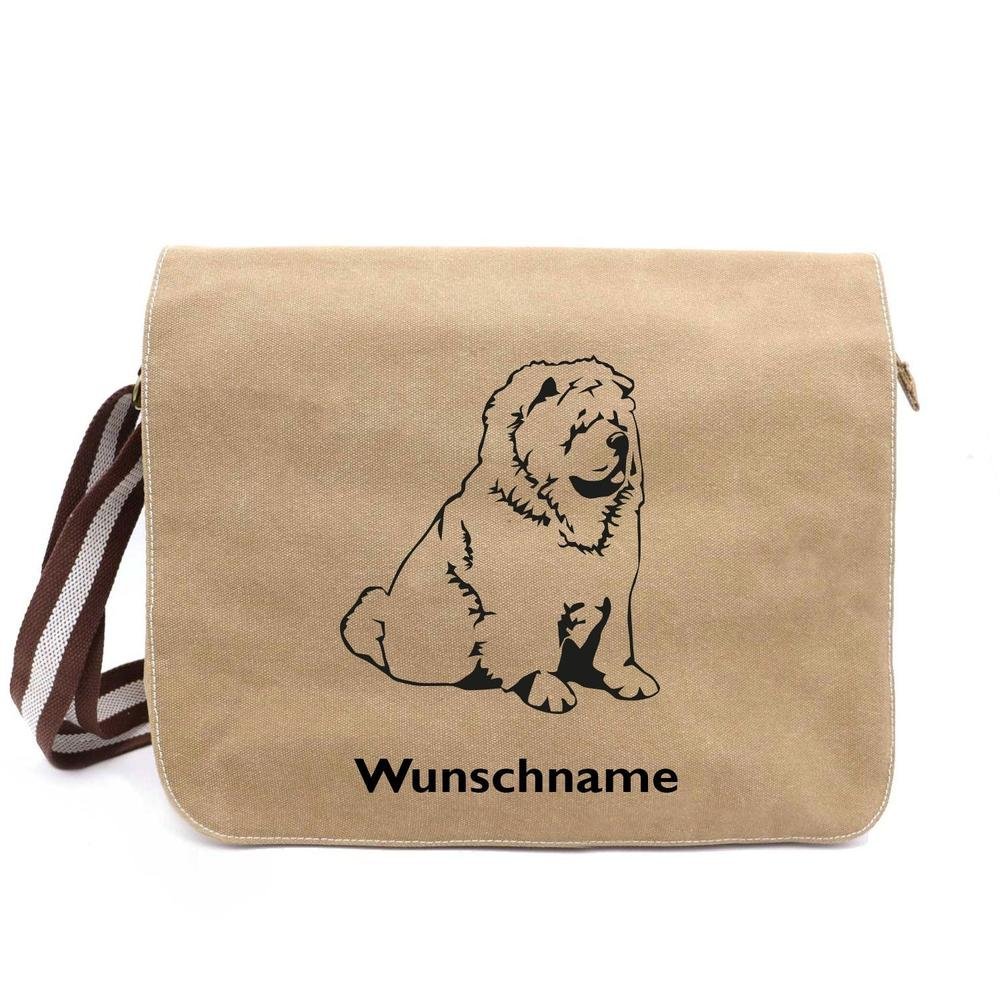 Chow Chow - Canvas Schultertasche Messenger mit Namen - Tierisch tolle Geschenke