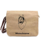Collie 1 - Canvas Schultertasche Messenger mit Namen - Tierisch tolle Geschenke