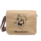 Collie 3 - Canvas Schultertasche Messenger mit Namen - Tierisch tolle Geschenke
