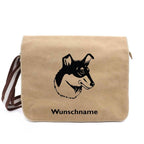 Collie Kurzhaar - Canvas Schultertasche Messenger mit Namen - Tierisch tolle Geschenke