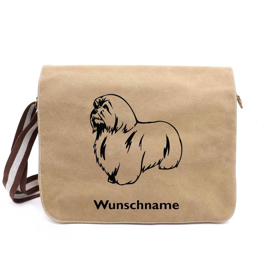 Coton de Tulear - Canvas Schultertasche Messenger mit Namen - Tierisch tolle Geschenke