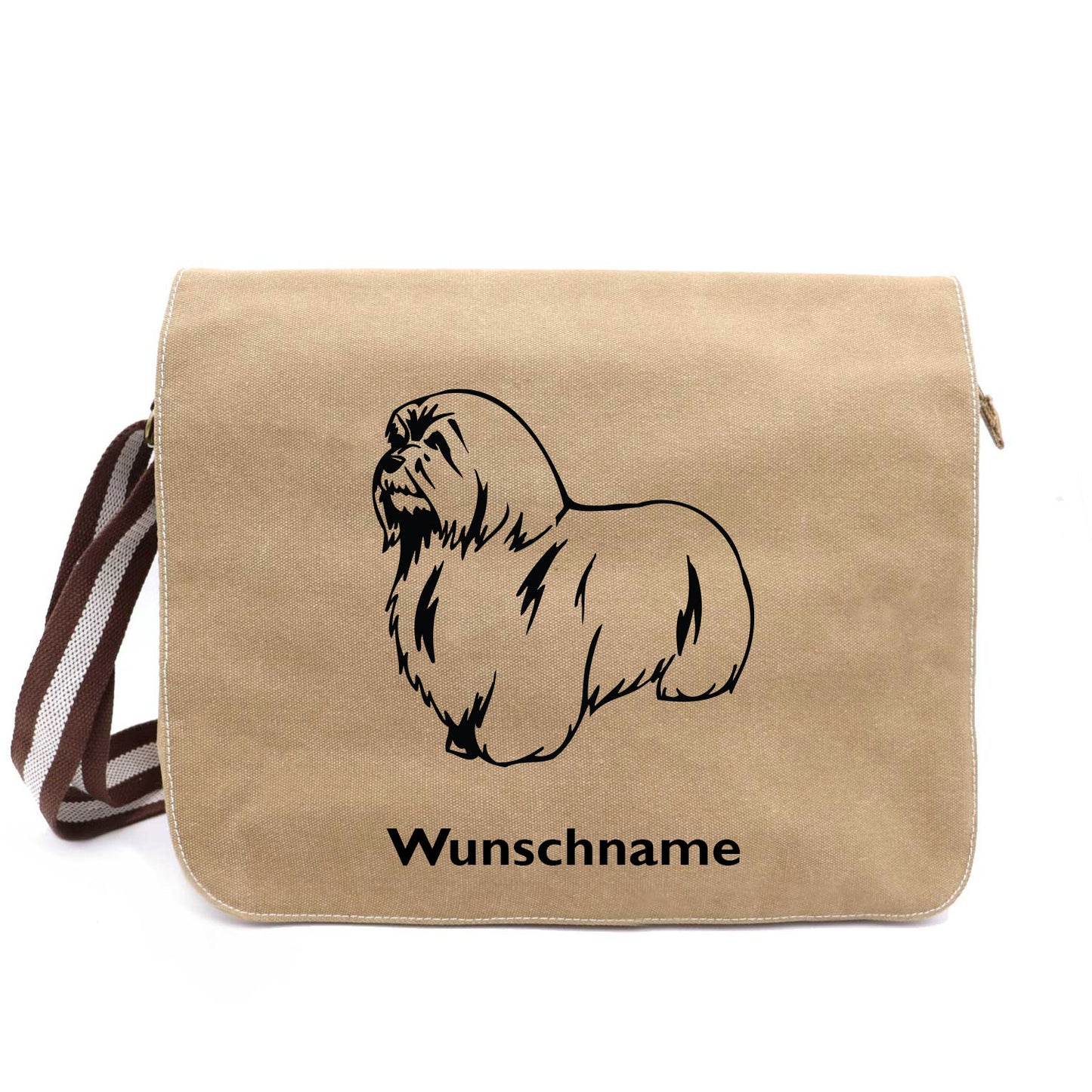 Coton de Tulear - Canvas Schultertasche Messenger mit Namen