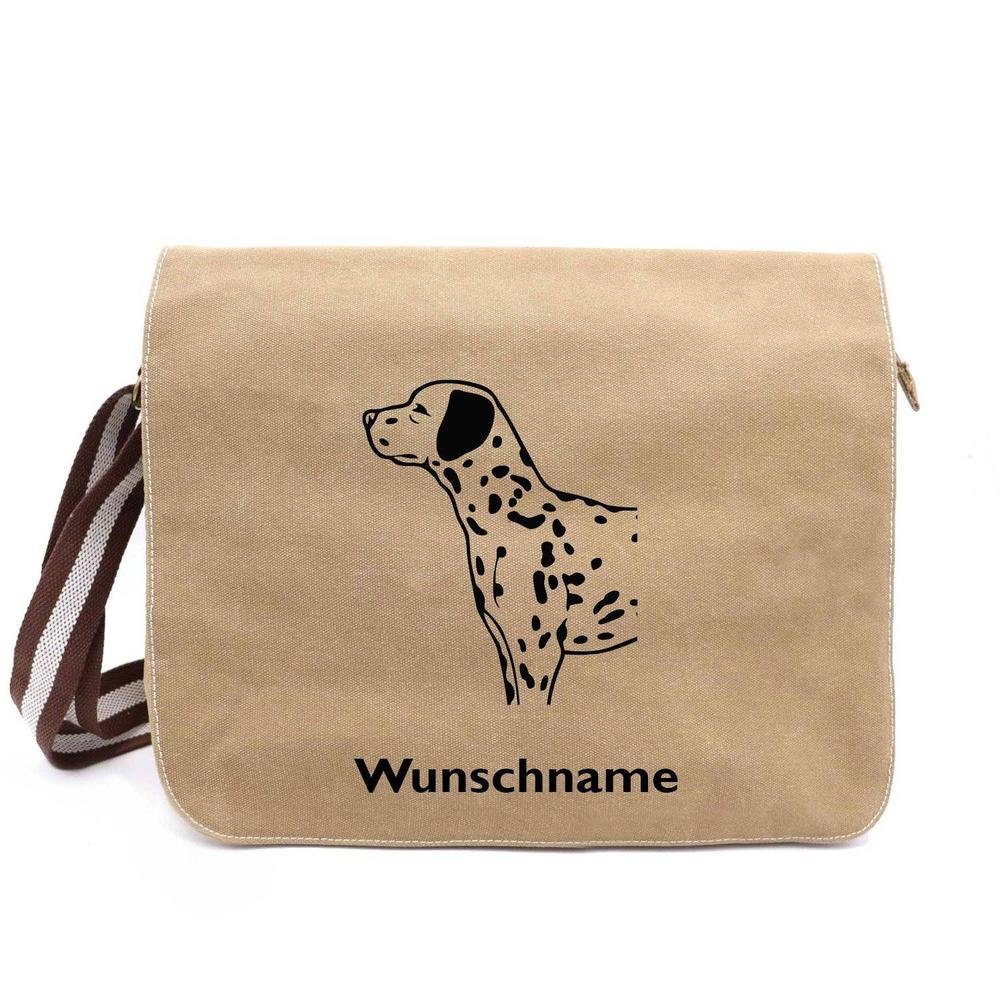 Dalmatiner - Canvas Schultertasche Messenger mit Namen - Tierisch tolle Geschenke