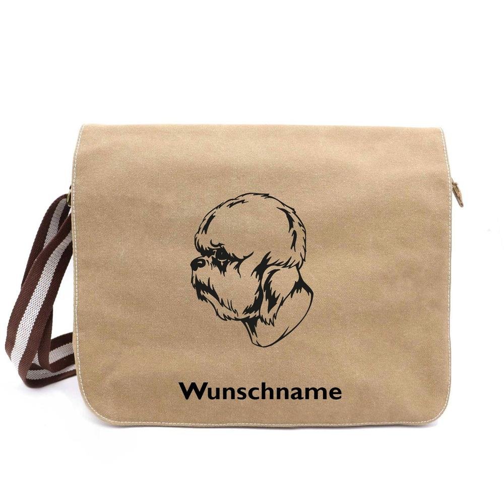 Dandie Dinmont Terrier - Canvas Schultertasche Messenger mit Namen - Tierisch tolle Geschenke