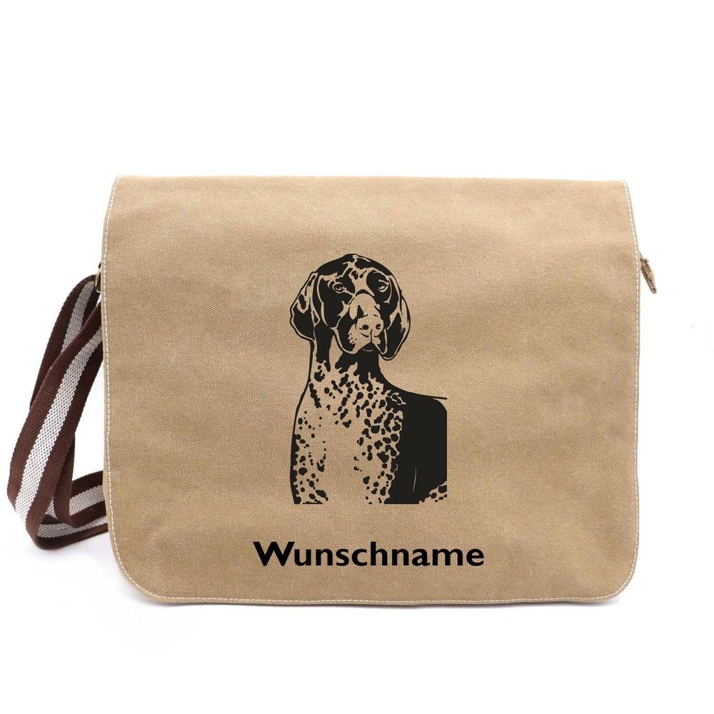 Deutsch Kurzhaar - Canvas Schultertasche Messenger mit Namen - Tierisch tolle Geschenke
