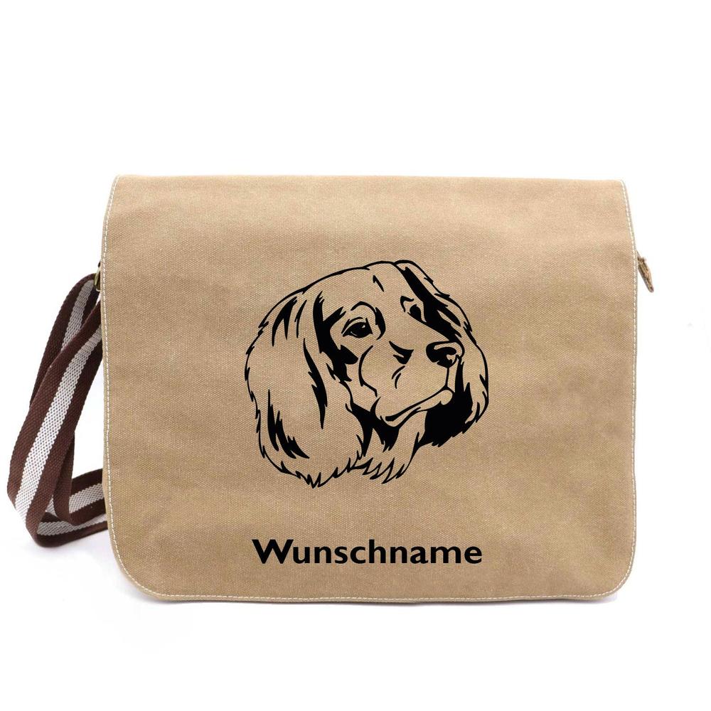 Deutsch Langhaar - Canvas Schultertasche Messenger mit Namen - Tierisch tolle Geschenke