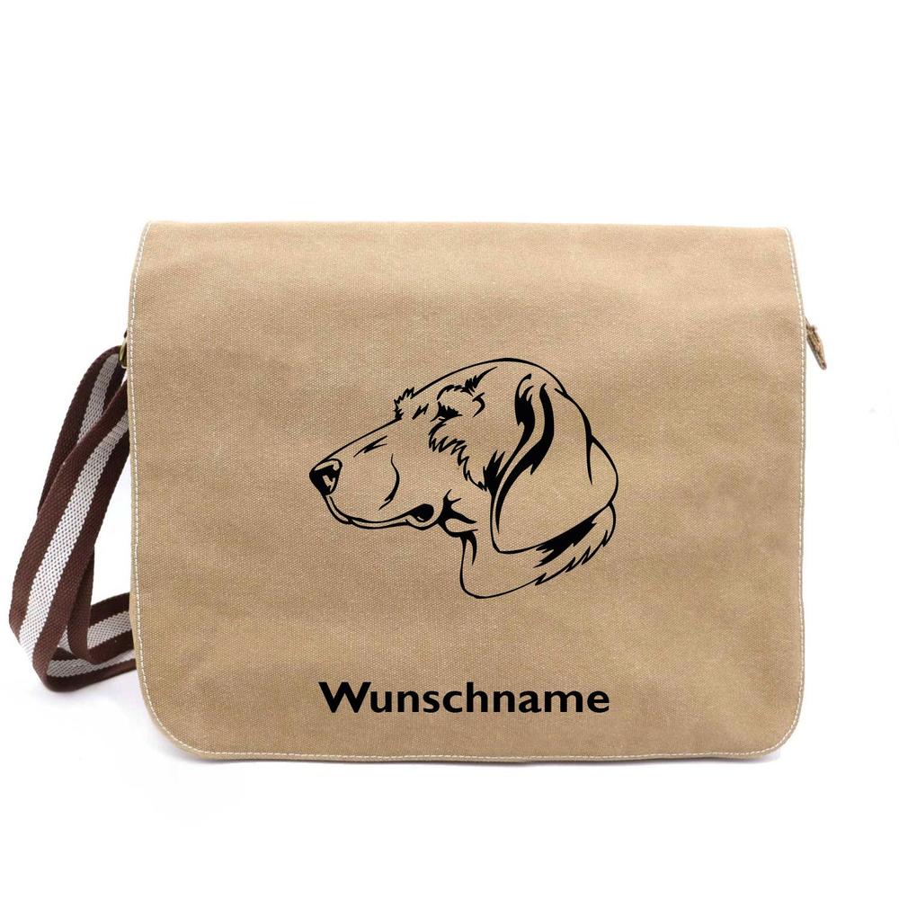 Deutsche Bracke - Canvas Schultertasche Messenger mit Namen - Tierisch tolle Geschenke