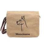 Deutsche Dogge 2 - Canvas Schultertasche Messenger mit Namen - Tierisch tolle Geschenke