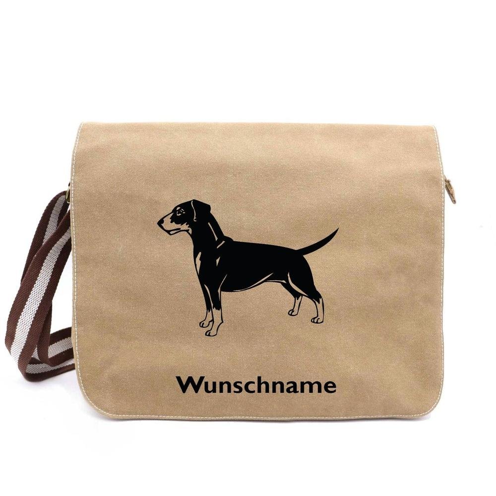 Deutscher Pinscher - Canvas Schultertasche Messenger mit Namen - Tierisch tolle Geschenke