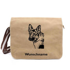 Deutscher Schäferhund 2 - Canvas Schultertasche Messenger mit Namen - Tierisch tolle Geschenke