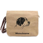 Englischer Pointer 2 - Canvas Schultertasche Messenger mit Namen - Tierisch tolle Geschenke