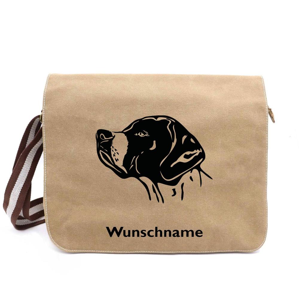 Englischer Pointer - Canvas Schultertasche Messenger mit Namen - Tierisch tolle Geschenke